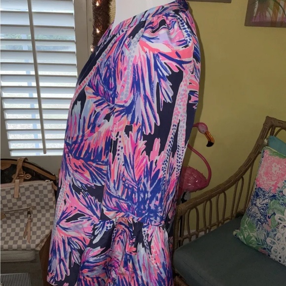 Lilly Pulitzer NWT Matilda Silk Top Bright Navy Palms Up $168 Size XXS - Picture 5 of 8